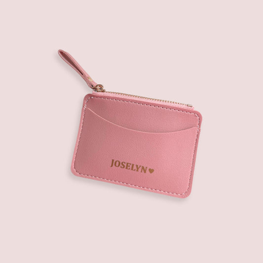 Monedero/tarjetero polipiel rosa